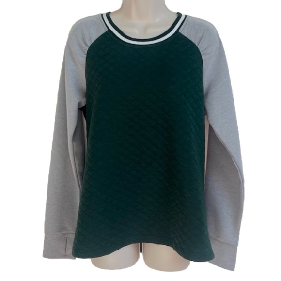 Antigua Quilted Long Sleeve Crew Neck Sweatshirt Gray Green Women’s Large - Picture 1 of 8
